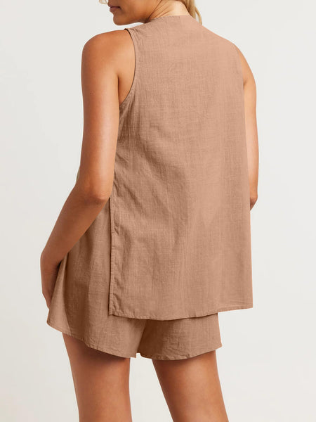 Button Up Top and Shorts Set