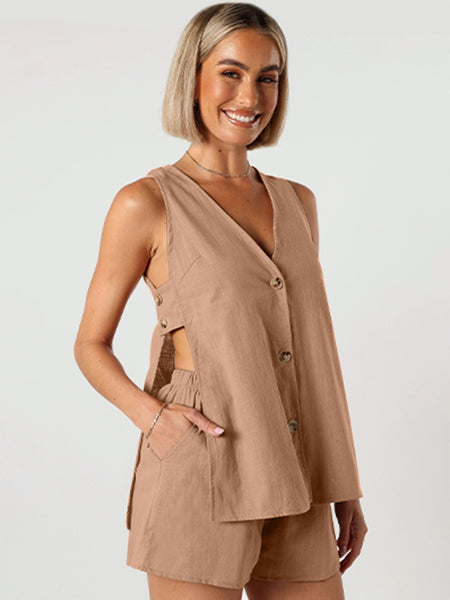 Button Up Top and Shorts Set