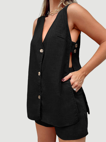 Button Up Top and Shorts Set