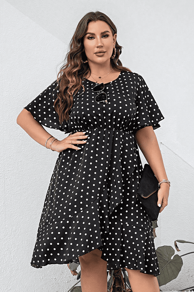 Polka Dot Flutter Sleeve Dress