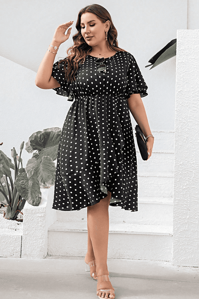 Polka Dot Flutter Sleeve Dress
