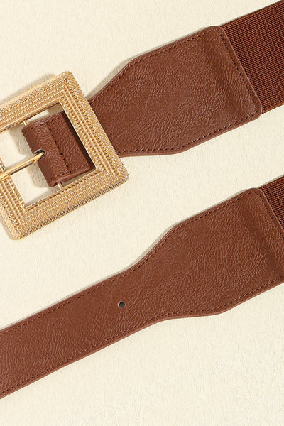 One Size Square Buckle PU Leather Belt