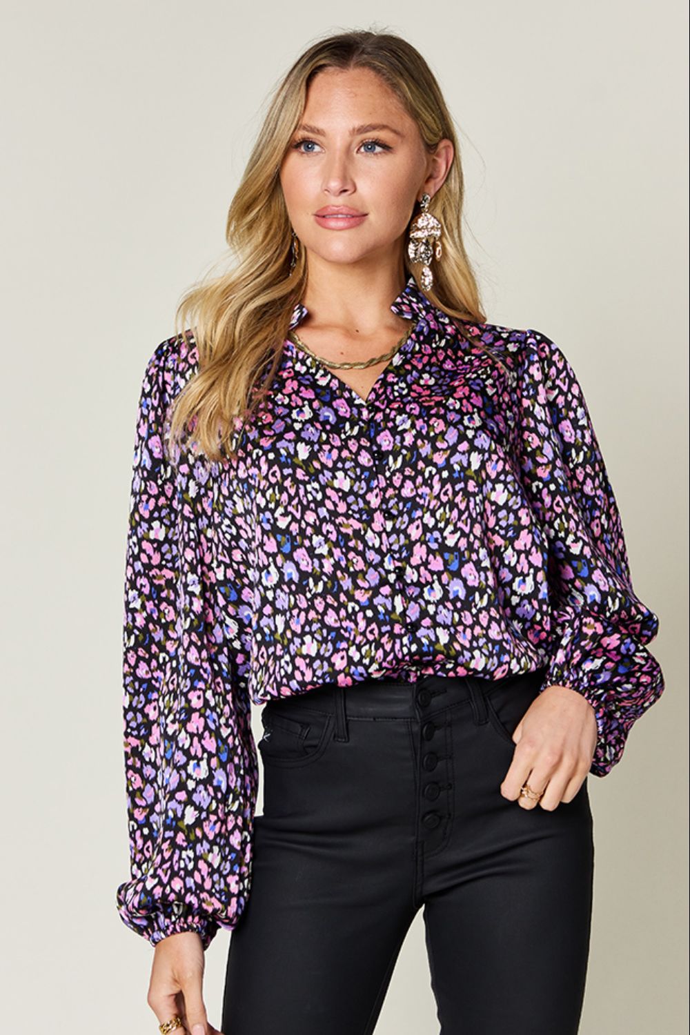 Printed Balloon Sleeve Shirt