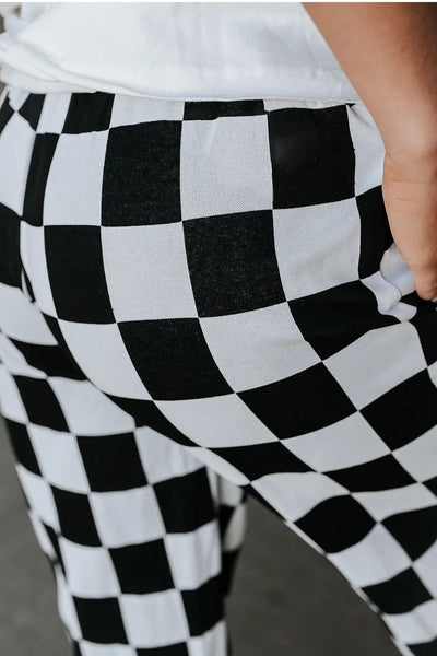 Checkered Elastic Waist Joggers