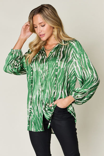 Printed Button Up Long Sleeve Shirt