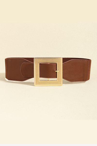 One Size Square Buckle PU Leather Belt