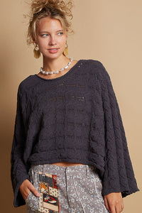 Round Neck Cable Knit Cropped Sweater