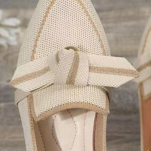 Bow Contrast Trim Point Toe Flats