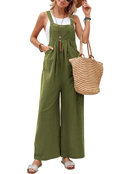 Square Neck Wide Strap Overalls