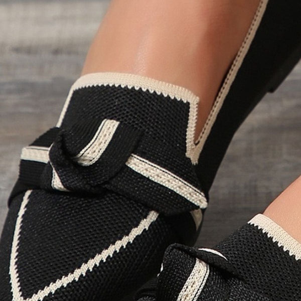 Bow Contrast Trim Point Toe Flats