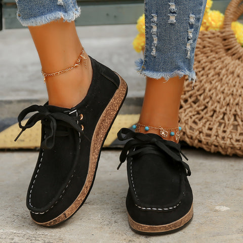 Suede Lace-Up Flat Slip-Ons