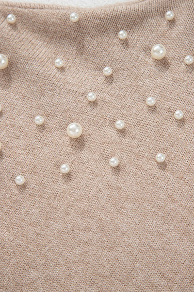 Pearl Detail Round Neck Long Sleeve Sweater