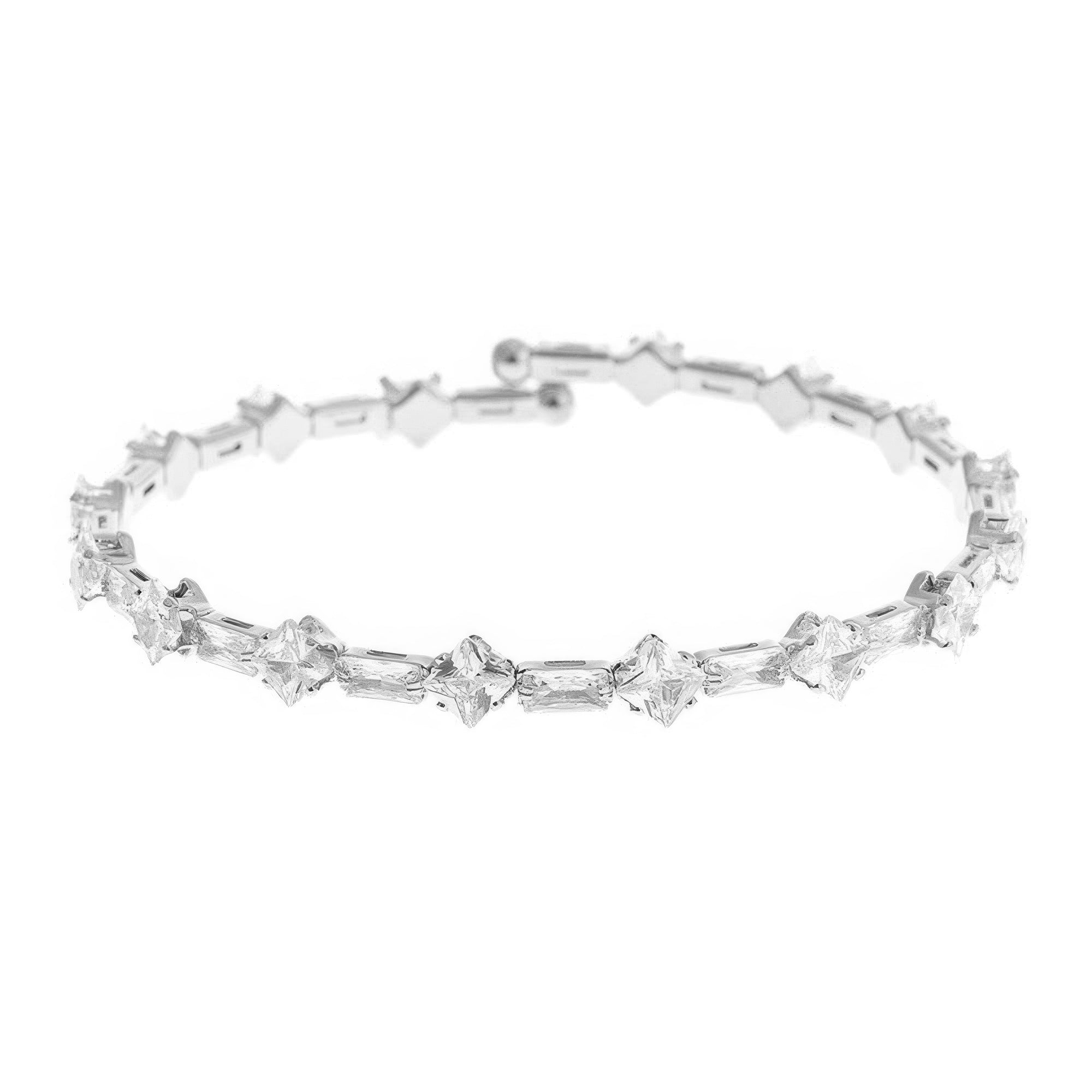 Crystal Square Baguette Cuff Bracelet