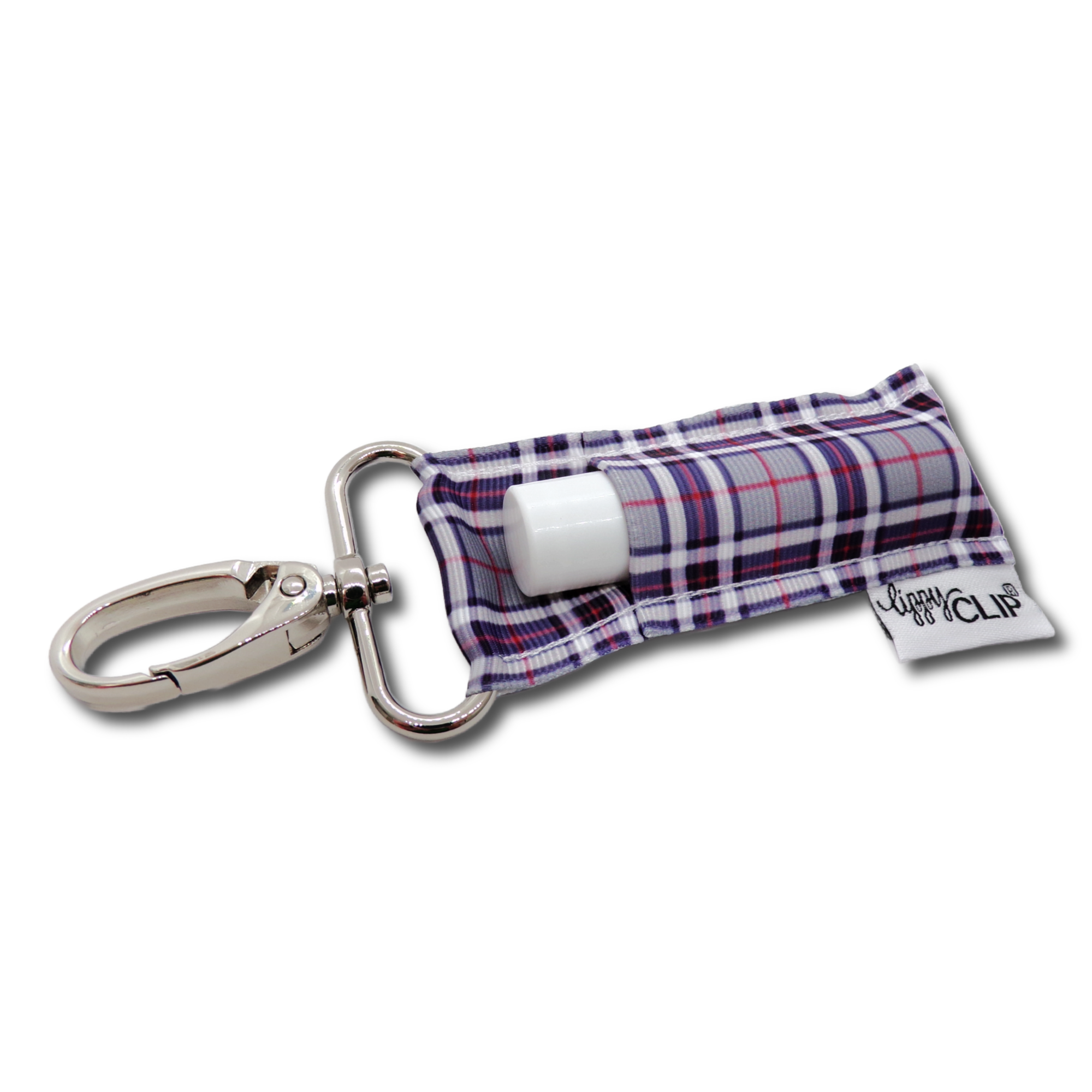 Grey Plaid  Lip Balm Clip Holder