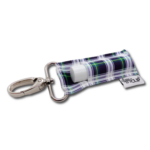 Navy Plaid  Lip Balm Clip Holder