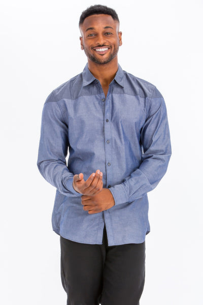 Men's Two Tone Long Sleeve Button Down Shirt