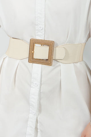 One Size Square Buckle PU Leather Belt