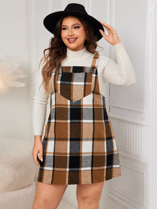 Plaid Wide Strap Overall Dress