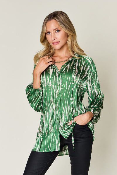 Printed Button Up Long Sleeve Shirt