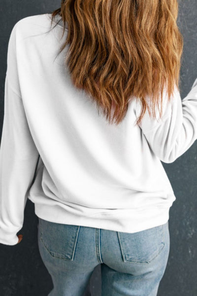 Heart Round Neck Long Sleeve Sweatshirt