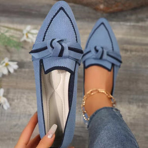 Bow Contrast Trim Point Toe Flats