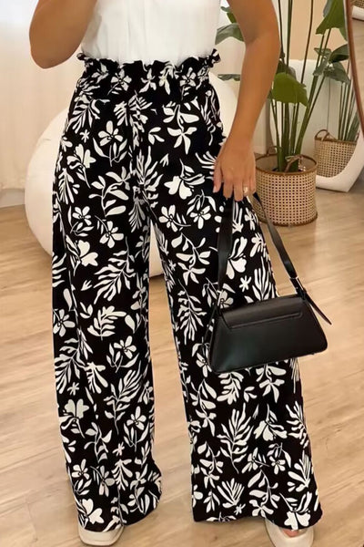 Printed High Waist Wide Leg Pants