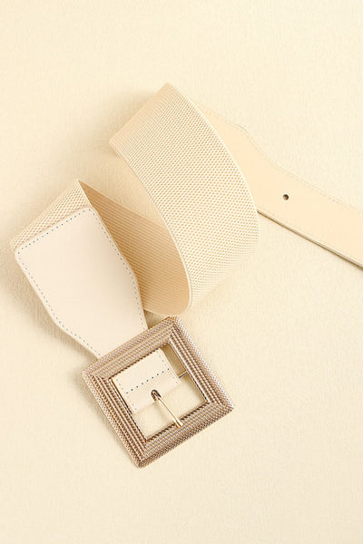 One Size Square Buckle PU Leather Belt