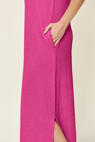 Texture Mock Neck Sleeveless Maxi Dress