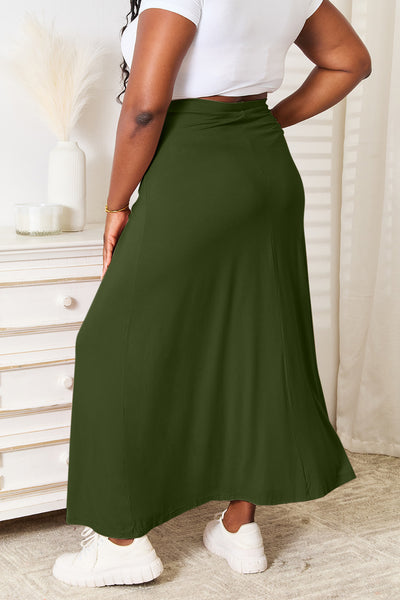 Soft Rayon Drawstring Waist Maxi Skirt