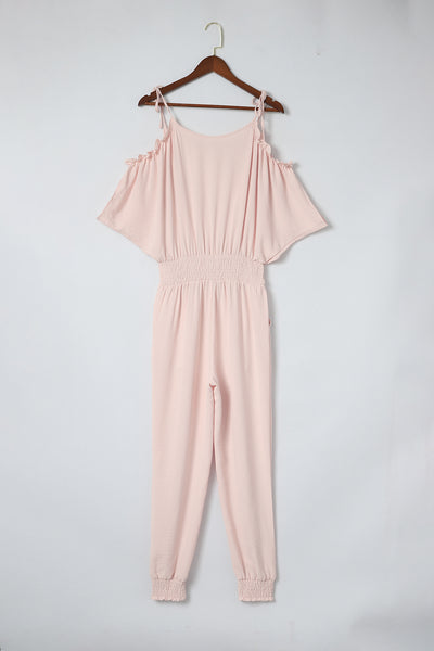 Frill Surplice Cold Shoulder Jumpsuit