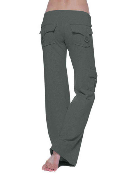 Mid Waist Pants with Pockets