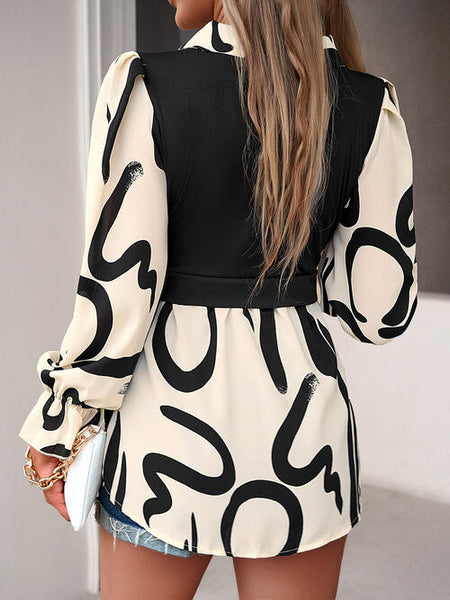 Black And White Color-Contrast Long Sleeve Shirt