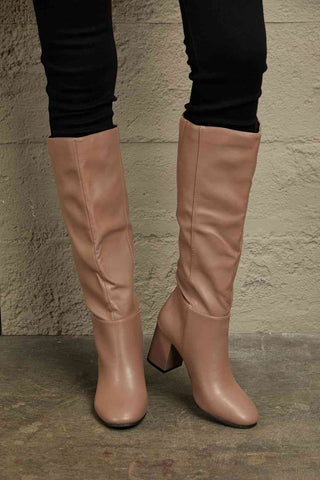 Block Heel Knee High Boots