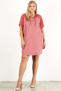 Plus Size Solid Dress With Zip-up Closure