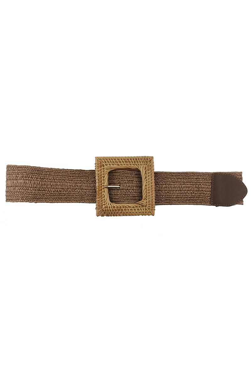 Finely Woven Fashionable Square Straw Buckle Belt 