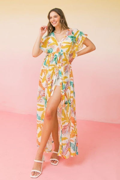 A Printed Woven Maxi Cover Up